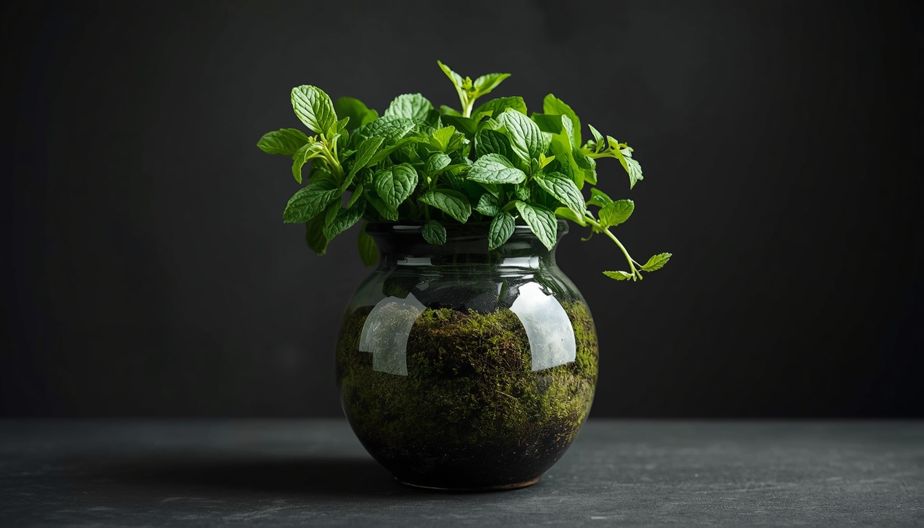 Loose leaf herbs in studio vessel